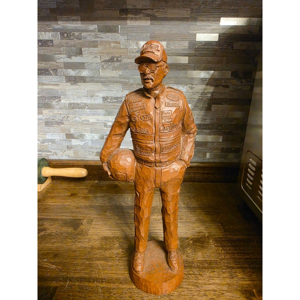 Dale Earnhardt Sr NASCAR Hand Carved Resin Statue Randy Wetherbee 1991 Signed